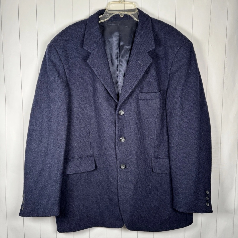 LOGG Navy Blue Wool Sports‎ Coat Button Blazer Jacket Wedding Career Men’s 52